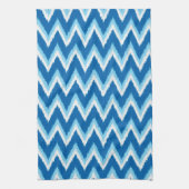 Ikat Chevron Stripes - Cobalt, Sky Blue en White Theedoek (Verticaal)