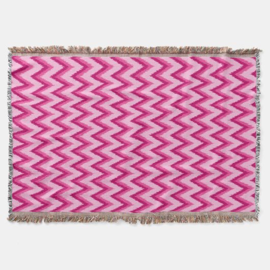 Ikat Chevron Stripes - Fuchsia and Bleek roze Deken (Voorkant)