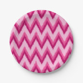 Ikat Chevron Stripes - Fuchsia and Bleek roze Papieren Bordje (Voorkant)