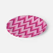 Ikat Chevron Stripes - Fuchsia and Bleek roze Papieren Bordje (Gekanteld)