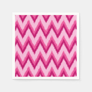 Ikat Chevron Stripes - Fuchsia and Bleek roze Servet