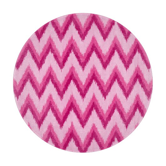 Ikat Chevron Stripes - Fuchsia and Bleek roze Snijplank (Voorkant)