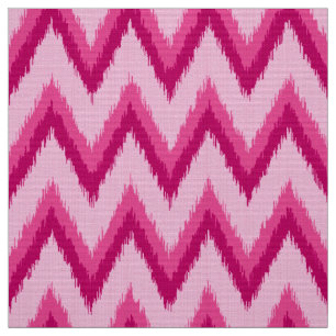 Ikat Chevron Stripes - Fuchsia and Bleek roze Stof
