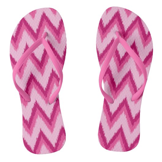Ikat Chevron Stripes - Fuchsia and Bleek roze Teenslippers (Voetbed)