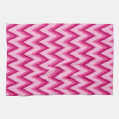 Ikat Chevron Stripes - Fuchsia and Bleek roze Theedoek (Horizontaal)
