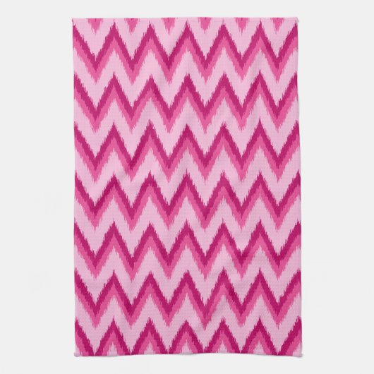 Ikat Chevron Stripes - Fuchsia and Bleek roze Theedoek (Verticaal)