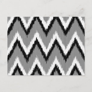 Ikat Chevron Stripes - grijs / grijs, zwart & wit Briefkaart