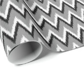 Ikat Chevron Stripes - grijs / grijs, zwart & wit Cadeaupapier (Rol Hoek)