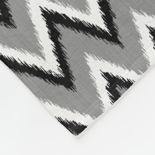 Ikat Chevron Stripes - grijs / grijs, zwart & wit Fleece Deken (Hoek)