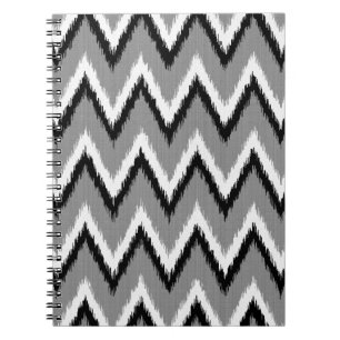 Ikat Chevron Stripes - grijs / grijs, zwart & wit Notitieboek