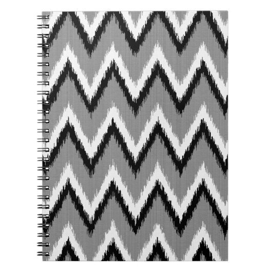 Ikat Chevron Stripes - grijs / grijs, zwart & wit Notitieboek (Voorkant)