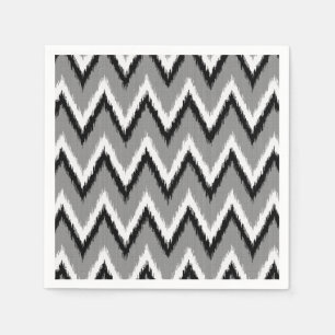 Ikat Chevron Stripes - grijs / grijs, zwart & wit Servetten