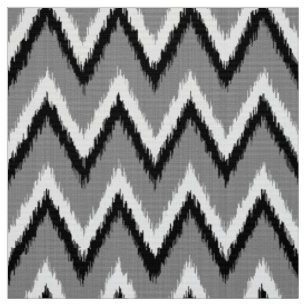 Ikat Chevron Stripes - grijs / grijs, zwart & wit Stof