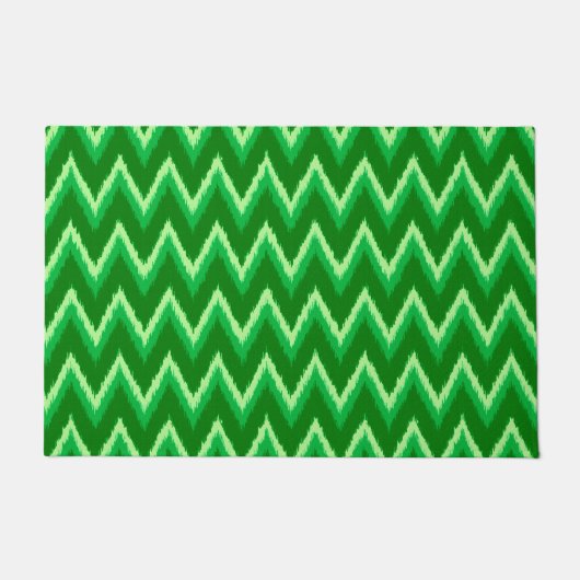 Ikat Chevron Stripes, Pine and Lime Green Deurmat (Voorkant)