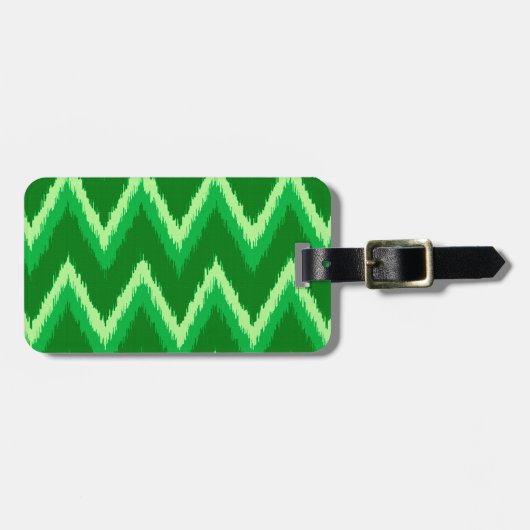 Ikat Chevron Stripes - Pine en Lime Green Bagagelabel (Voorkant horizontaal)