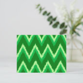 Ikat Chevron Stripes - Pine en Lime Green Briefkaart (Staand voorkant)