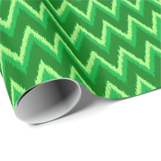 Ikat Chevron Stripes - Pine en Lime Green Cadeaupapier (Rol Hoek)