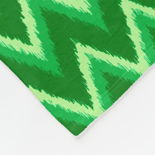 Ikat Chevron Stripes - Pine en Lime Green Fleece Deken (Hoek)