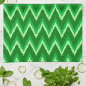 Ikat Chevron Stripes - Pine en Lime Green Kitchen Theedoek (Gevouwen)