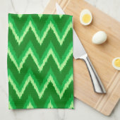 Ikat Chevron Stripes - Pine en Lime Green Kitchen Theedoek (Quarter Fold)