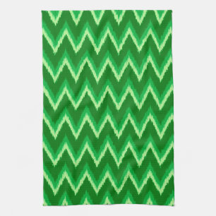 Ikat Chevron Stripes - Pine en Lime Green Kitchen Theedoek