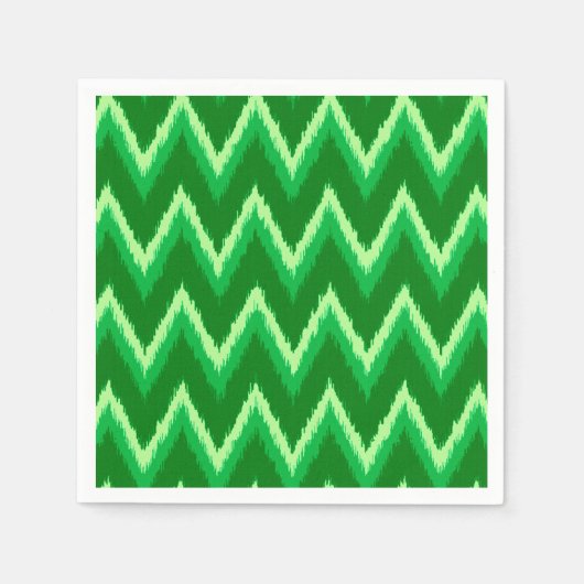 Ikat Chevron Stripes - Pine en Lime Green Servetten (Voorkant)