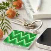 Ikat Chevron Stripes - Pine en Lime Green Sleutelhanger (Voorkant Rechts)