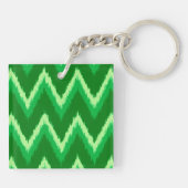 Ikat Chevron Stripes - Pine en Lime Green Sleutelhanger (Achterkant)