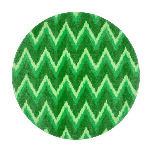Ikat Chevron Stripes - Pine en Lime Green Snijplank (Voorkant)