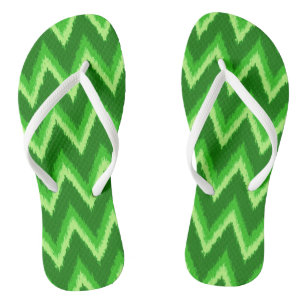 Ikat Chevron Stripes - Pine en Lime Green Teenslippers