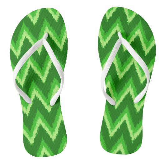 Ikat Chevron Stripes - Pine en Lime Green Teenslippers (Voetbed)
