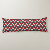 Ikat Chevron Stripes - Rood, wit en grijs / Grijs Lichaamskussen (Achterkant)