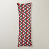Ikat Chevron Stripes - Rood, wit en grijs / Grijs Lichaamskussen (Achterkant (Verticaal))