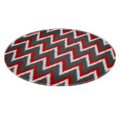 Ikat Chevron Stripes - Rood, wit en grijs / Grijs Snijplank (Hoek)