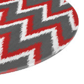 Ikat Chevron Stripes - Rood, wit en grijs / Grijs Snijplank (Hoek)
