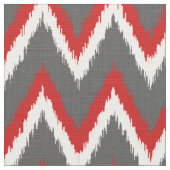 Ikat Chevron Stripes - Rood, wit en grijs / Grijs Stof (Close Up)