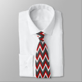 Ikat Chevron Stripes - Rood, wit en grijs / Grijs Stropdas (Gebonden)