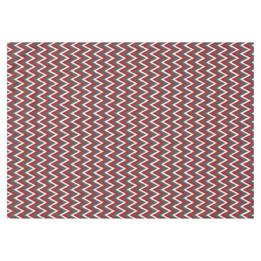 Ikat Chevron Stripes - Rood, wit en grijs / Grijs Tafelkleed (Voorkant (Horizontaal))