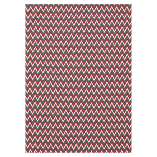 Ikat Chevron Stripes - Rood, wit en grijs / Grijs Tafelkleed (Voorkant)