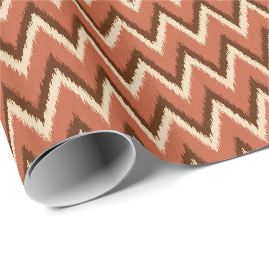 Ikat Chevron Stripes - Rust, bruin en beige Cadeaupapier (Rol Hoek)