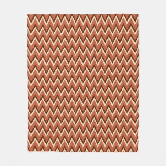 Ikat Chevron Stripes - Rust, bruin en beige Fleece Deken (Voorkant)