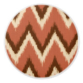 Ikat Chevron Stripes - Rust, bruin en beige Keramische Knop (Voorkant)
