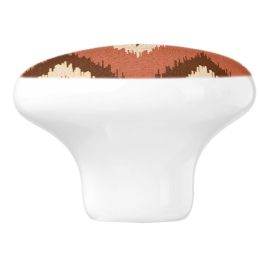 Ikat Chevron Stripes - Rust, bruin en beige Keramische Knop (Zijkant)