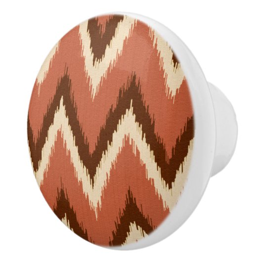 Ikat Chevron Stripes - Rust, bruin en beige Keramische Knop (Rechts)