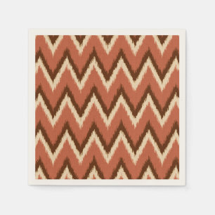 Ikat Chevron Stripes - Rust, bruin en beige Servet