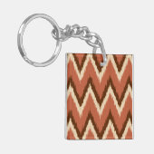 Ikat Chevron Stripes - Rust, bruin en beige Sleutelhanger (Voorkant Links)
