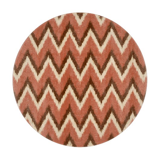 Ikat Chevron Stripes - Rust, bruin en beige Snijplank (Voorkant)