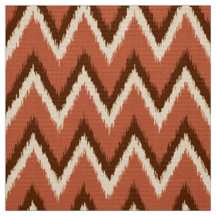 Ikat Chevron Stripes - Rust, bruin en beige Stof
