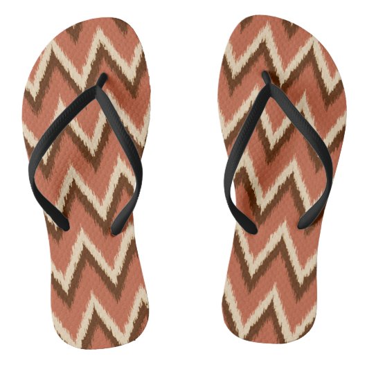 Ikat Chevron Stripes - Rust, bruin en beige Teenslippers (Voetbed)