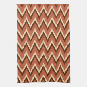 Ikat Chevron Stripes - Rust, bruin en beige Theedoek